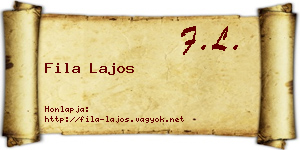 Fila Lajos névjegykártya